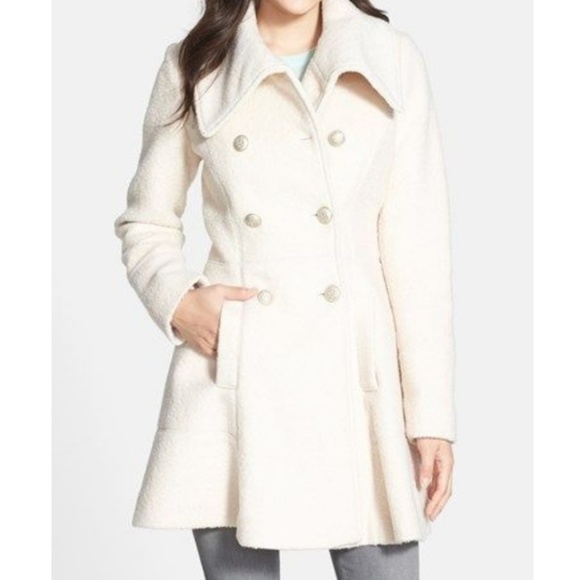 Guess Jackets & Blazers - Guess | Double Breasted Boucle Wool Pea Coat